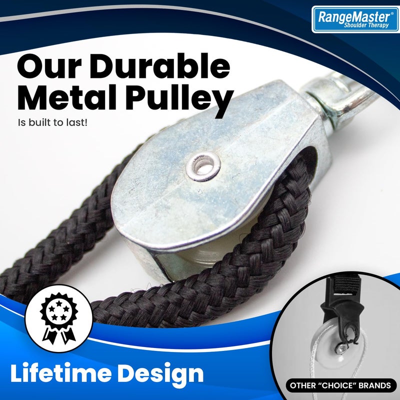 RangeMaster EconoRanger Shoulder Pulley for Over The Door Physical Therapy | Arm Rehab, Rotator Cuff and Surgery Recovery, Pulleys to Alleviate Shoulder Pain | Metal Bracket Door Attachment (Black) - Image 4